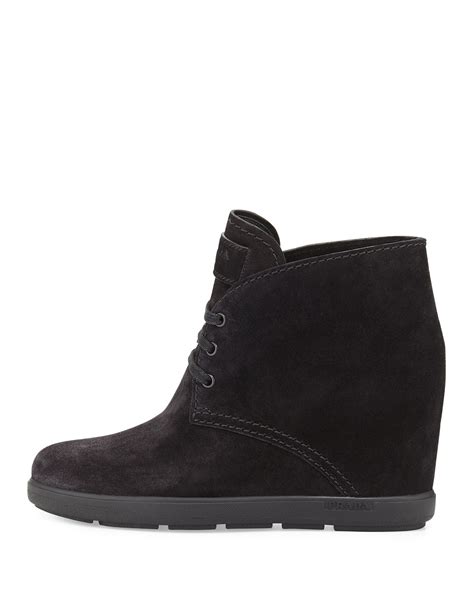 prada linea rossa wedge boots|Prada Linea Rossa Suede Desert Wedge Boot, Black (Nero).